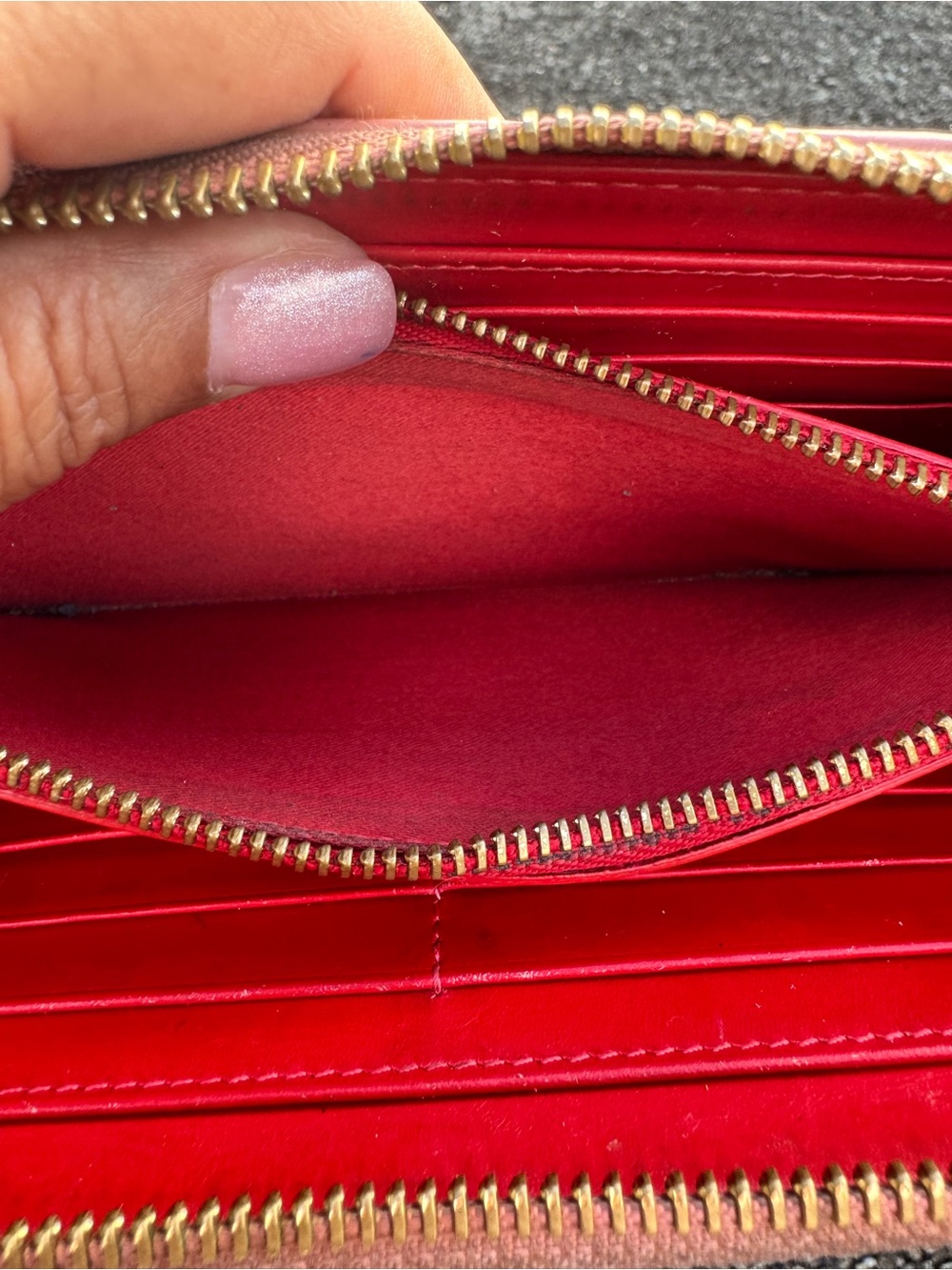 Christian Louboutin Pink Spiked Zip Around Wallet Gold Studs Leather - Picture 14 of 14
